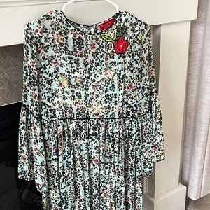 Bhanuni by JYOTI Anthropology LIBRA Green Floral Embroidered Dress Size 6